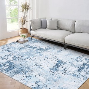 Modern Abstract Area Rugs for Living Room Bedroom Low Pile Rug Non-Slip Rug - 1 of 4