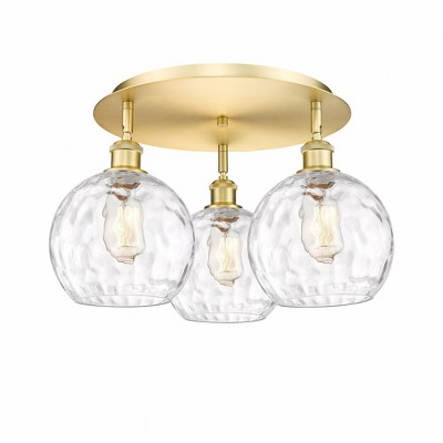 Athens Water Glass - 3 Light Flush Mount In Industrial Style-10.38 Inches Tall and 19.75 Inches Wide