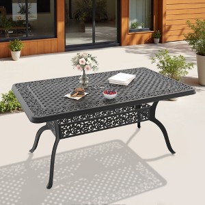 59.06" L x 35.43" W Rectangular Cast Aluminum Patio Table with 1.88" Umbrella Hole - 1 of 4