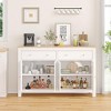 Farmhouse 55" Sideboard Buffet, Modern  Cabinet with 2 Drawers and 4 Doors, Modern Farmhouse Coffee Bar Cabinet, White - 2 of 4