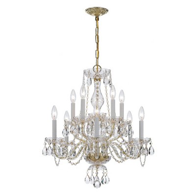 Polished Brass and Crystal 10-Light Traditional Chandelier