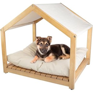Dog House - 30x24-Inch Indoor Dog House with Soft Cushion and Adjustable Canopy - Wood Pet Furniture for Small to Medium Pets up to 70lbs by PETMAKER - 1 of 1