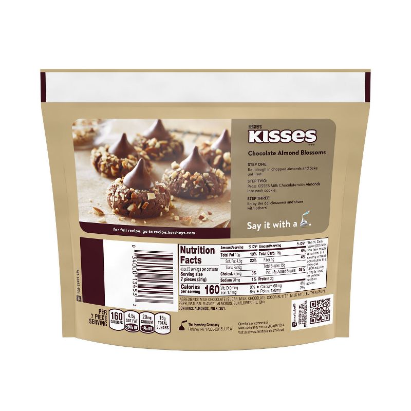 Hershey's Kisses Almond Chocolate Candy - 10oz, 3 of 7