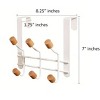 Home Mart Goods Heavy Duty White Over The Door Hanger Hanging Rack 6 Hooks Organizer with Wooden Edge - 2 of 4