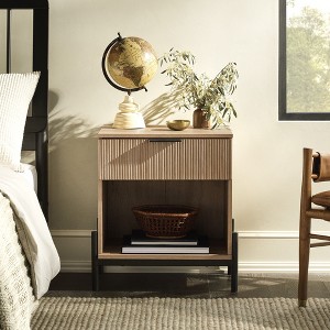 NicBex Modern Fluted-Drawer Nightstand,Bedside Tables with Open Cubby for Bedroom,Living Room - 1 of 4