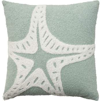 Mina Victory Towel Embroidered Starfish 18" x 18" Indoor Outdoor Throw Pillow