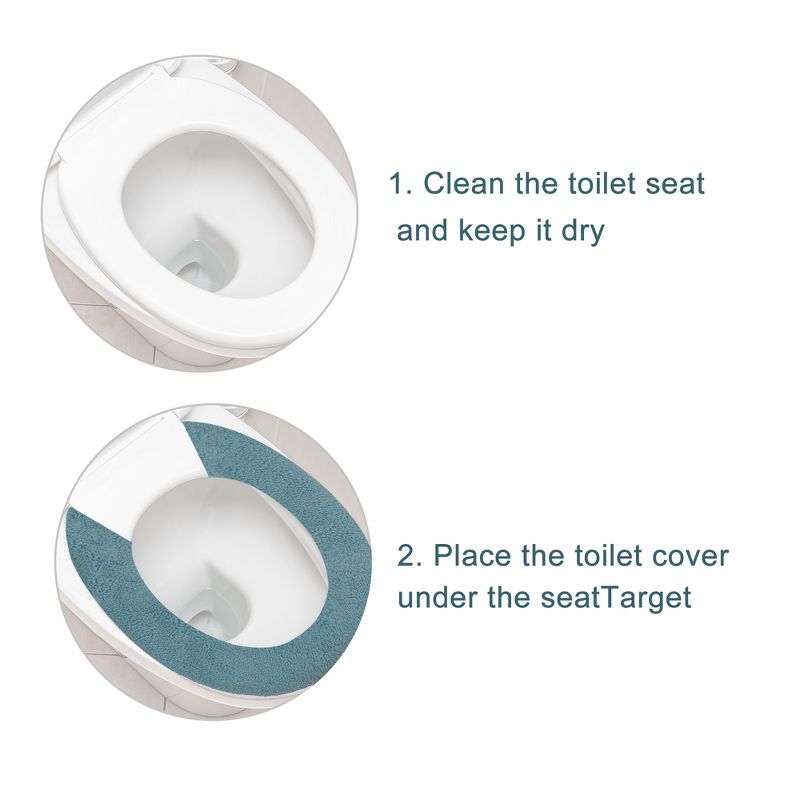 Unique Bargains Washable Reusable Bathroom Soft Warmer Toilet Seat Cover Pad Cushion Lid with Snap 1 Pcs, 5 of 7