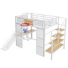 TIRAMISUBEST Full Size Loft bed with Built-in Desk, Open Wardrobe and Basketball hoop, Metal Loft Bedframe with Slide and Storage Staircase - 3 of 4
