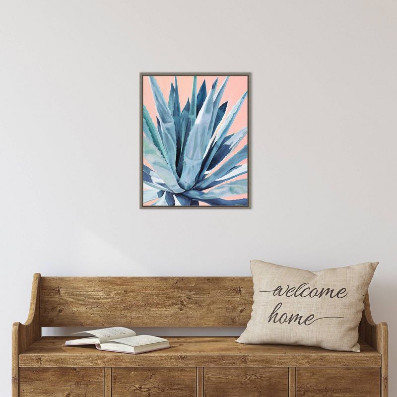16&#34; x 20&#34; Agave with Coral by Alana Clumeck Framed Canvas Wall Art Gray - Amanti Art, 6 of 12