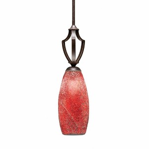 Toltec Lighting Zilo 1 - Light Pendant in  Dark Granite with 5.5" Red Fusion Shade - 1 of 1