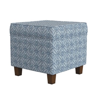 Black Plaid Square Storage Ottoman with Lift-Off Top