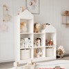Nursery 7-Cubby Kids Bookshelf Wooden Toy Storage Organizer Bookcase Toddlers Playhouse Cabinet Shelf White Cubby Storage Toy Shelf - 4 of 4