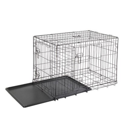 Munora - 36 Inch Folding Steel Dog Crate with Slide-Out Tray - Black