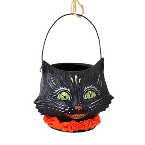 Bethany Lowe 2.5 Inch Kitty Bucket Halloween Black Cat Tree Ornaments - 1 of 3