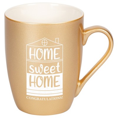 Elanze Designs 10 Ounce Ceramic Decorative Laser Engraved Giftable Novelty Tea Coffee Cup Mug Vegas Gold Home Sweet Home Congratulations!