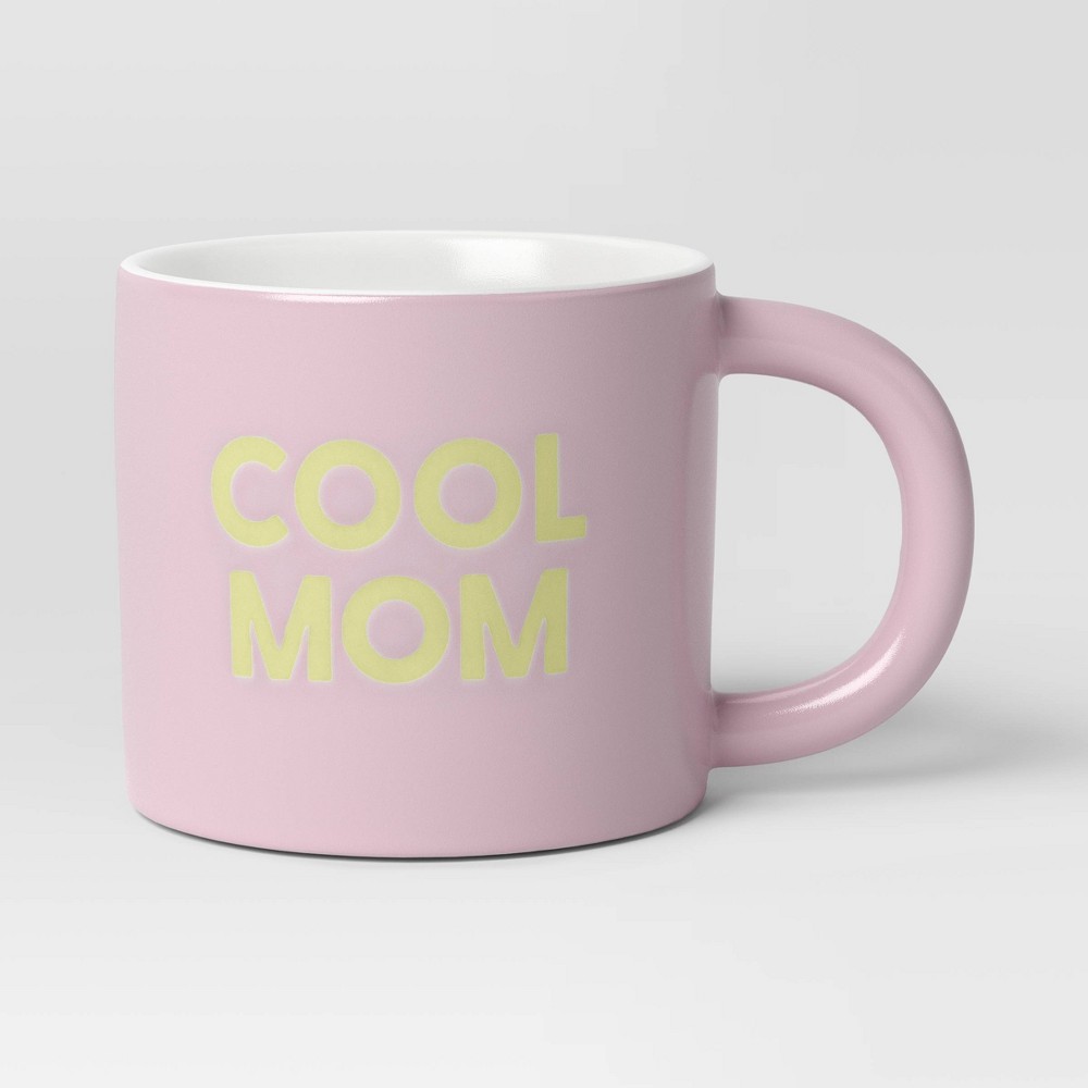 Photos - Glass 16oz Stoneware Cool Mom Mug Pink - Room Essentials™