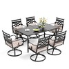 Captiva Designs 7pc Patio Slatted Top Steel Dining Table & Metal Chairs with Seat Cushions and Waist Pillows - 3 of 4