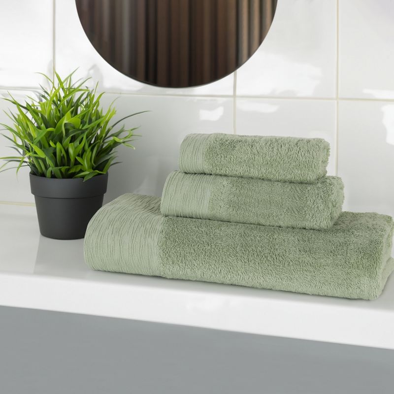 Rayon From Bamboo Cotton Blend Hypoallergenic Solid 3 Piece Bathroom Towel Set by Blue Nile Mills, 2 of 10
