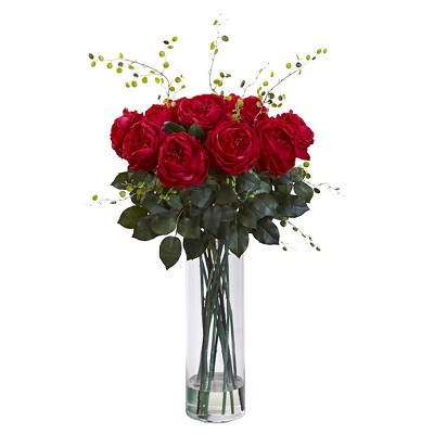 10.5 X 10.5 X 40 Inch Red Artificial Arrangement