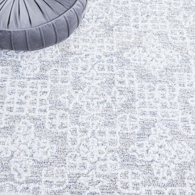 Gray Rectangular Tufted Wool and Synthetic Area Rug