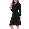 cheibear Womens Robe Knit Floral Pattern Lace Trim Lounge Sleepwear Long Sleeve Bathrobe - 2 of 4