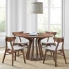 5 PCS Round Dining Table Set Dining Set with 4 Upholstered Dining Chairs&Rubber Wood Table, Walnut/Black-ModernLuxe - 2 of 4