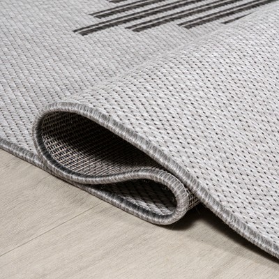 Mid-Century Diamond Stripe 8' x 10' Light Gray/Black Indoor/Outdoor Rug