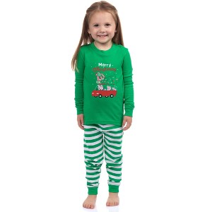 Peppa Pig Matching Family Pajamas Merry Christmas Holiday Fun Shirt and Pant Tight Fit Set Green - 1 of 4