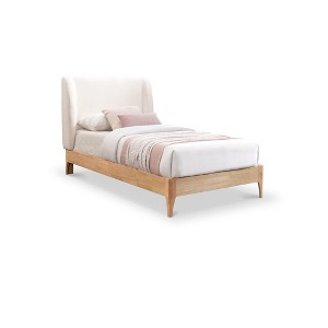 Meridian Furniture,Ventura Cream Polyester Fabric Twin Bed - 1 of 4