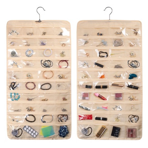 80 Pocket Jewelry Hanging Organizer Earring Storage Bag Closet Display Holder 