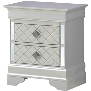 Vynxaria Transitional Sleek Silver Champagne Nightstand, 24"H×21"W×16"D, 2 Spacious Drawers, No Assembly Needed, Elegant Finish - 1 of 4