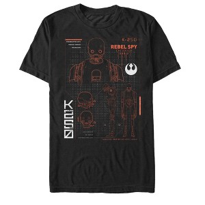 Men's Star Wars Rogue One K-2SO Rebel Spy Schematic Print T-Shirt - 1 of 4