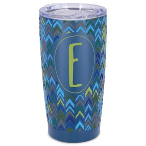 Elanze Designs E Monogram Herringbone Arrows Wrap-Around Design 20 Ounce Stainless Steel On-The-Go Coffee Mug, Thermal Travel Tumbler with Leak - 1 of 4
