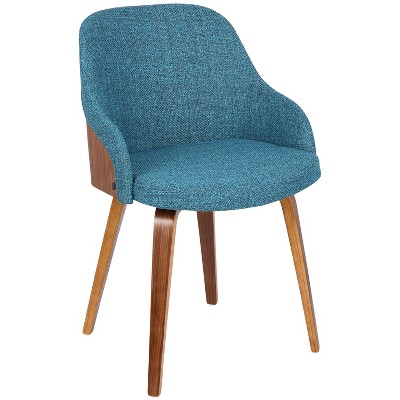 Teal Upholstered Scandinavian Arm Chair with Wood Frame