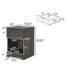 INFURNIC Nightstands Rustic 1 Drawer Nightstand with Faux Wood and Bottom Shelf for Bedroom Storage, Gray, 15.8"*16"*23" - 2 of 4