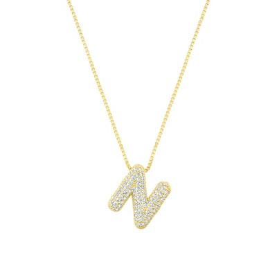 Adornia 14k Gold Plated Pave Bubble Letter