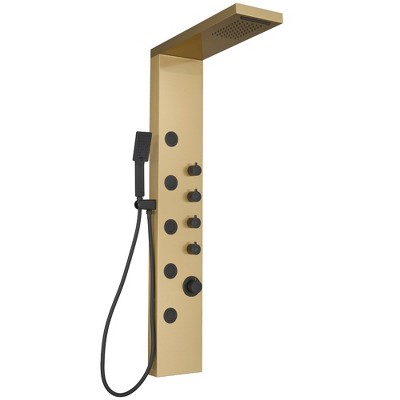 BWE 5-Jet Rainfall Shower Tower Shower Panel System with Waterfall Shower Head and Shower Wand