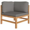 vidaXL 3-Seater Retro Style Patio Sofa with Gray Cushions - Solid Teak Hardwood - Weather Resistant Garden Seating for Outdoor Relaxation - 3 of 4
