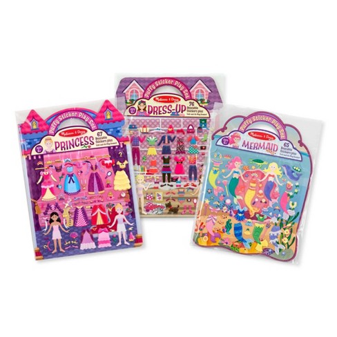 Melissa & Doug Puffy Sticker Activity Books Set: Dress-up, Princess,  Mermaid - 208 Reusable Stickers : Target