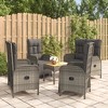vidaXL Gray Poly Rattan Patio Dining Set with Cushions - Weather-Resistant, Reclining Chairs, Sturdy Frames, Acacia Wood Tabletop, Contemporary Design - 2 of 4