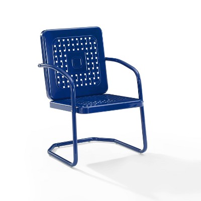 Vintage Navy Retro Metal Outdoor Chair Set with Basket Weave Design