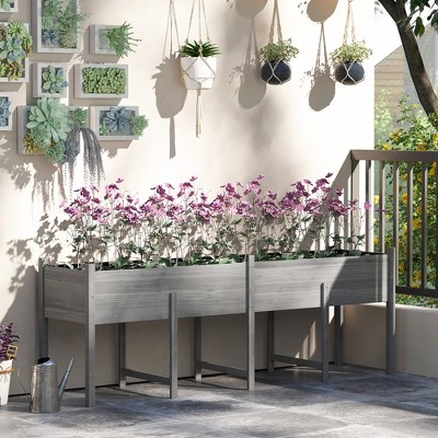 Extra Large Gray Fir Wood Raised Garden Bed with Legs and Drainage