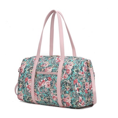 MKF Collection Khelani Quilted Cotton Botanical Pattern Women’s Duffle Bag by Mia K