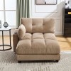 Oversized Corduroy Chaise Lounge Chair Sleeper Sofa Bed with Adjustable Backrest, USB Port & Cup Holder for Bedroom Living Room-3irtyhousy - 2 of 4
