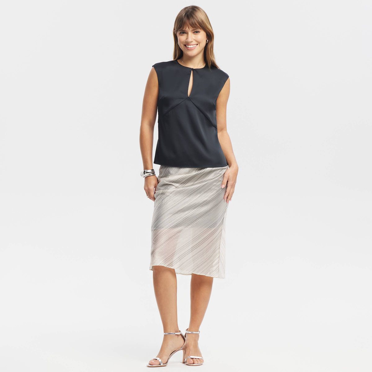 Women's Cap Sleeve Satin Top - A New Day™ - thumbnail 3