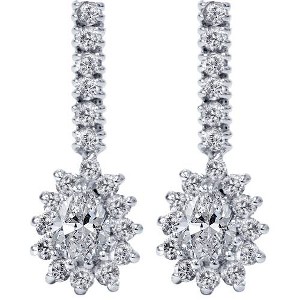 Pompeii3 1ct Pear Shape Diamond Halo Earrings 14K White Gold - 1 of 4