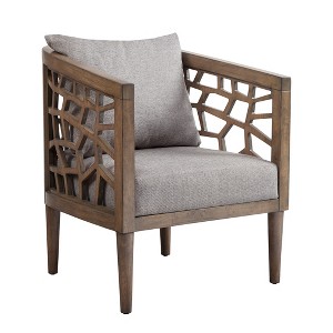 VYNXARIA Solid wood and plywood frame Accent Chair with cushion£¬LIGHT GREY - 1 of 4