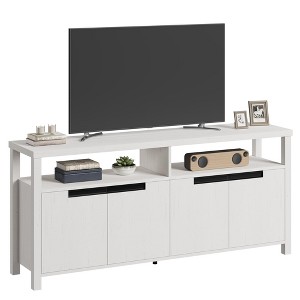 TV Stand for TVs Up to 70 Inch, White Long Entertainment Center with 4 Door and Open Shelf Storage, Rustic Brown Television Consoles Stands - 1 of 4