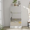 Hitow Tipping Shoe Cabinet Woodgrain Finish 3 Drawer Mirrored Doors - 2 of 4