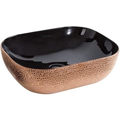 ALFI Isabella Plus Collection Rectangular Above Mount Basin with an Embossed Exterior, Smooth Interior, and Center Drain